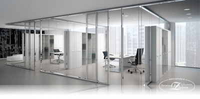 Алюминиевые перегородки и стекло в офисе (вариант 1)